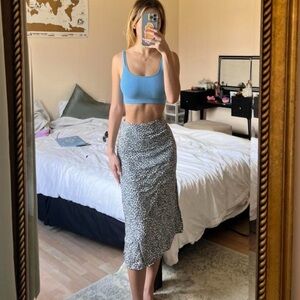 Brandy Melville Blue and White Cheetah Print Skirt